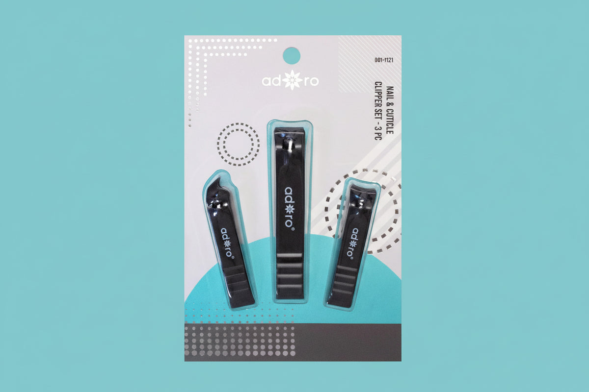 ADORO- 3PCS SET- NAIL & CUTICLE CLIPPER SET- 12PCS