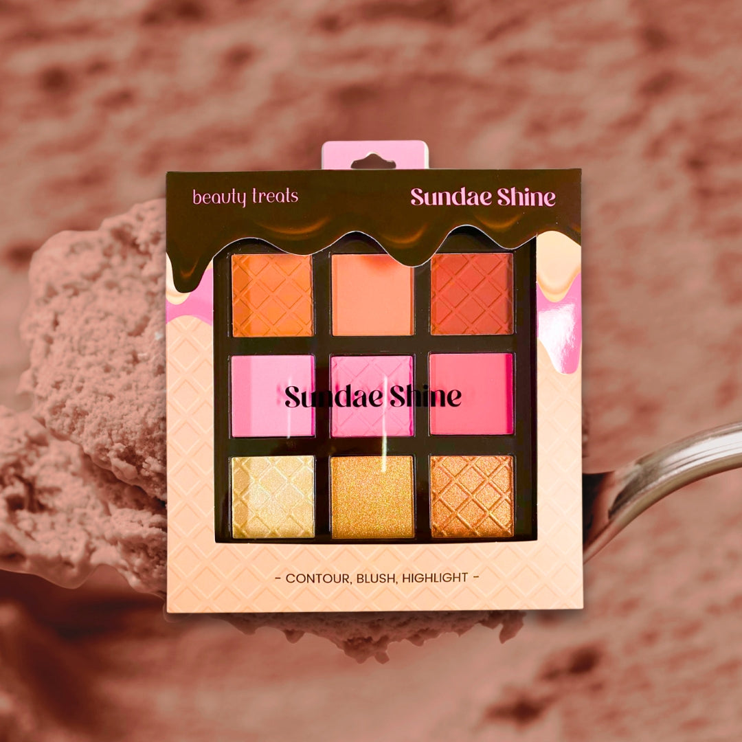 BEAUTY TREATS - SUNDAE SHINE - CONTOUR, BLUSH , HIGHLIGHT PALETTE - (1PC)