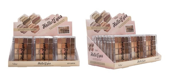 S.HE MAKEUP - HELLO! EYES - 20 COLOR EYESHADOW PALETTE (24PCS)