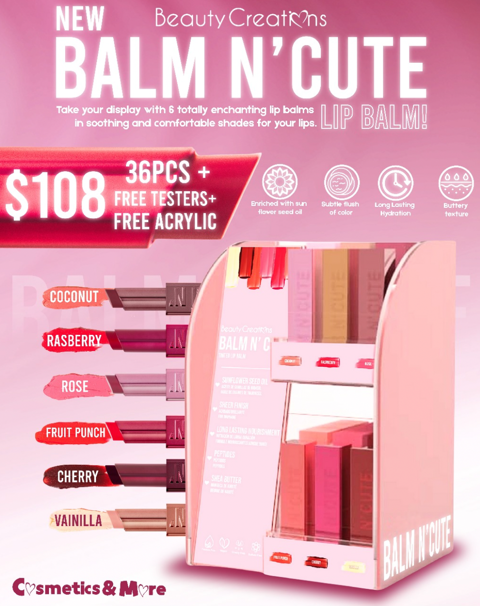 BEAUTY CREATIONS - BALM N' CUTE DISPLAY-1PC