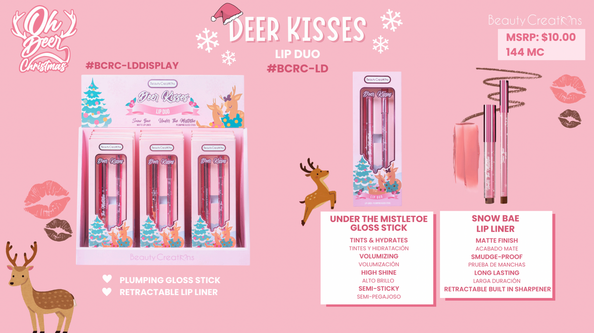 BEAUTY CREATIONS - REINDEER CHRISTMAS - LIP DUO & PLUMP & POUT GLOSS STICK "DEER KISSES" - 1PC