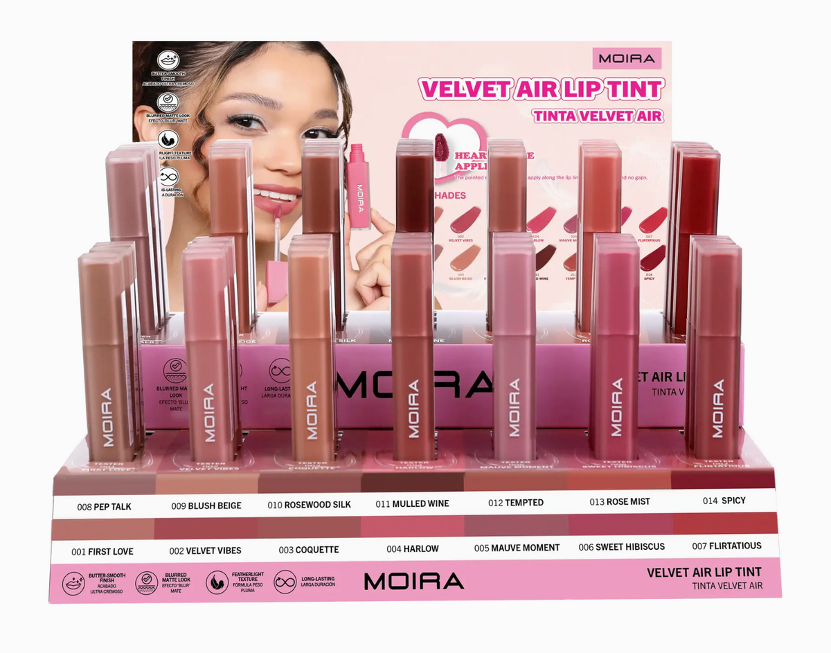 MOIRA - VELVET AIR LIP TINT - CARDBOARD DISPLAY