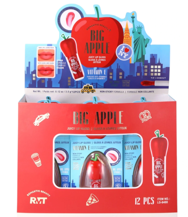 ROMANTIC BEAUTY- BIG APPLE JUICY LIP GLOSS (12PCS)