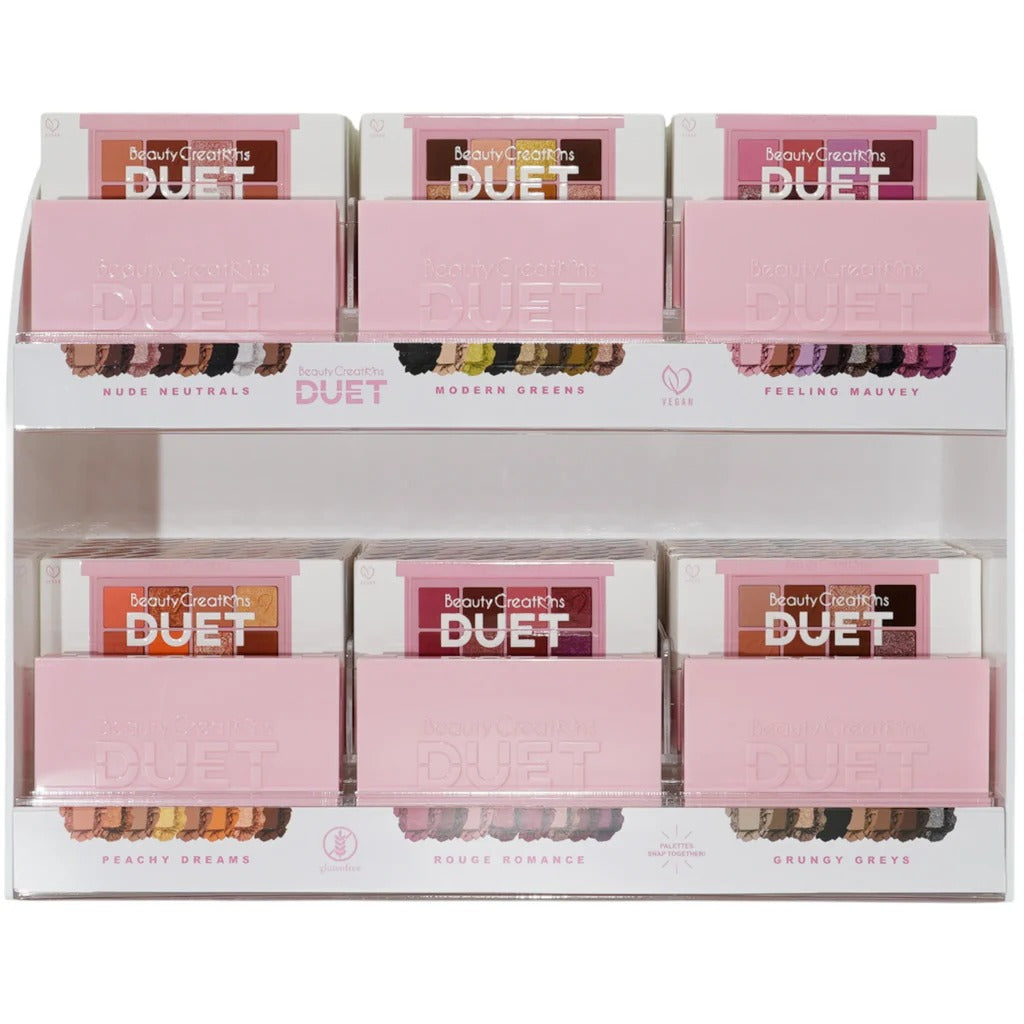 BEAUTY CREATIONS- DUET MINI PALETTE FULL DISPLAY (36PCS TOTAL + TESTERS HALF OFF)