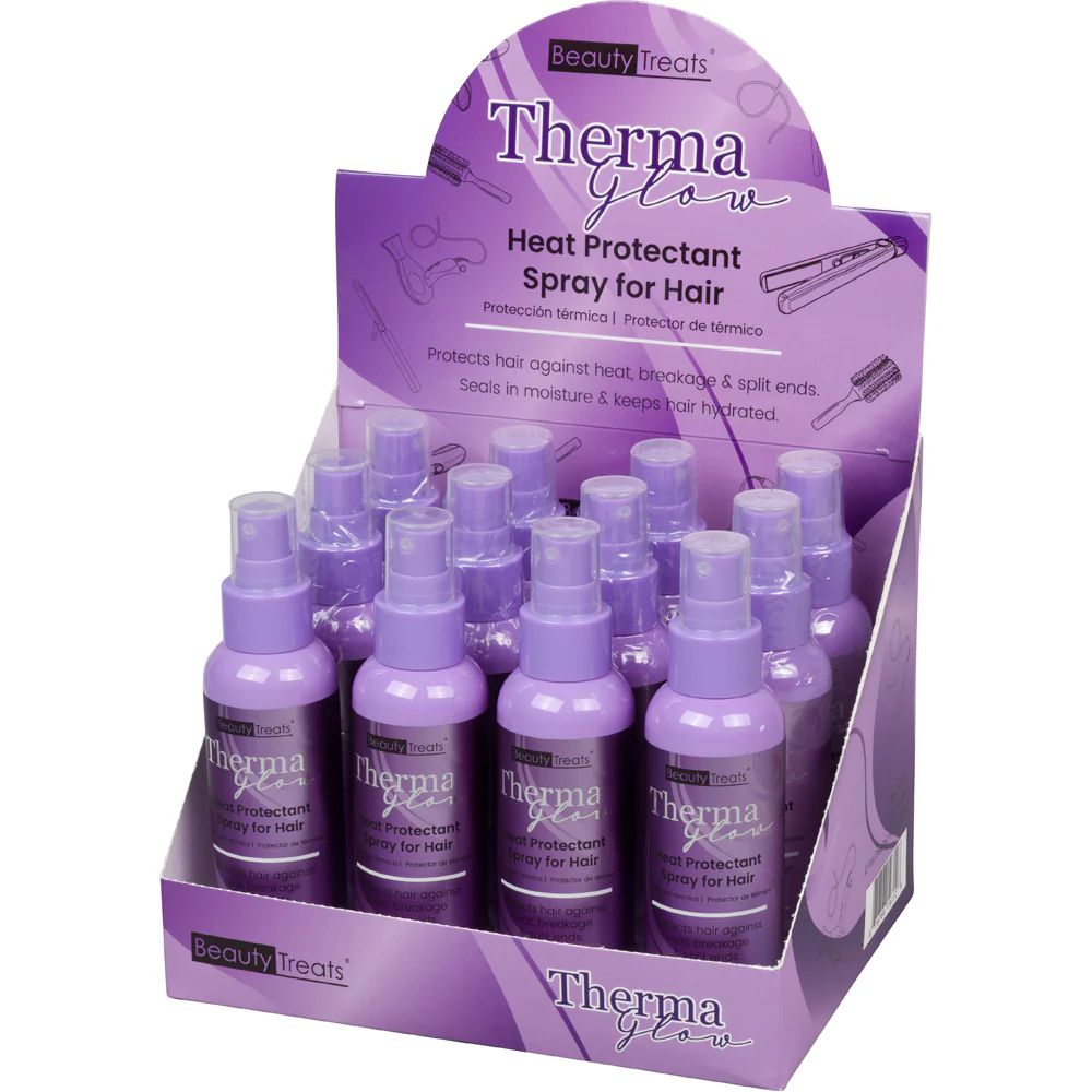 BEAUTY TREATS - THERMA GLOW - HEAT PROTECTANT SPRAY FOR HAIR - DISPLAY (12PCS)