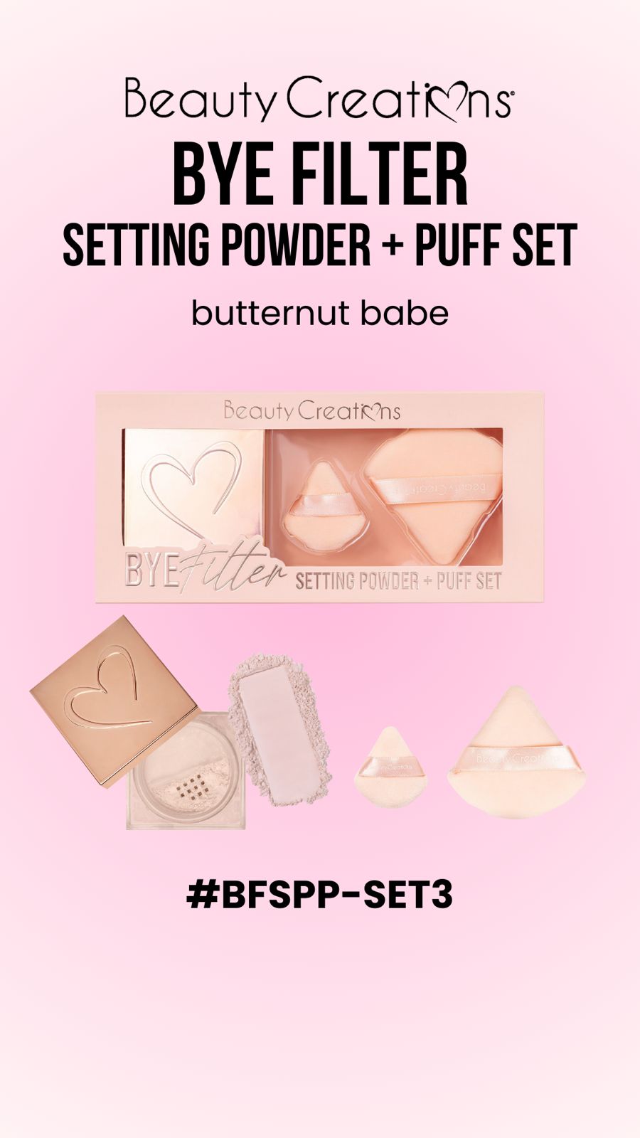 BEAUTY CREATIONS- BYE FILTER- SETTING POWDER + PUFF SET - 1(PC)