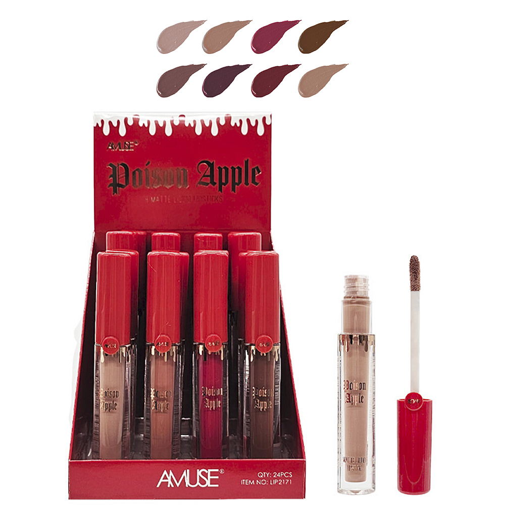 AMUSE - MANZANA VENENO - 8 LÁPIZ LABIAL LÍQUIDO MATE - DISPLAY 24PC