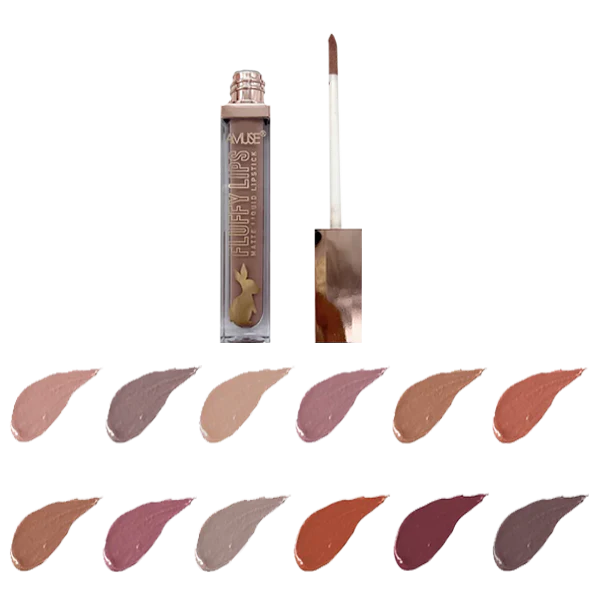 AMUSE - FLUFFY LIPS - MATTE LIQUID LIPSTICK - 12 LONG LASTING COLOR - DISPLAY(24PCS)