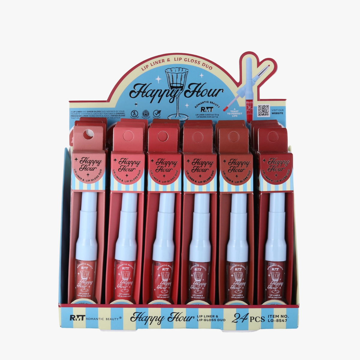 ROMANTIC BEAUTY - HAPPY HOUR LIP LINER & LIP GLOSS DUO - DISPLAY (24PCS)