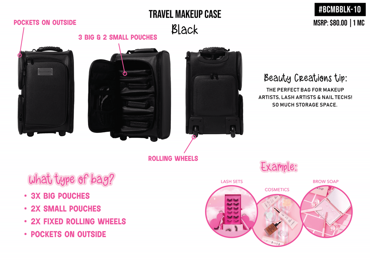 BEAUTY CREATIONS - ESTUCHE DE MAQUILLAJE DE VIAJE