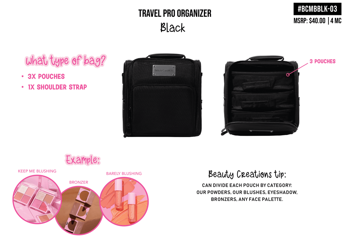 BEAUTY CREATIONS - ESTUCHE DE VIAJE CON ASA