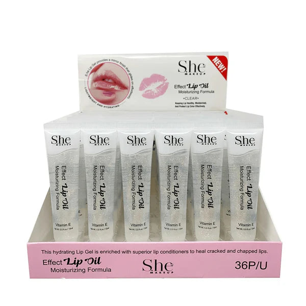 S.HE MAKE UP- LIP OIL CLEAR- 36PCS