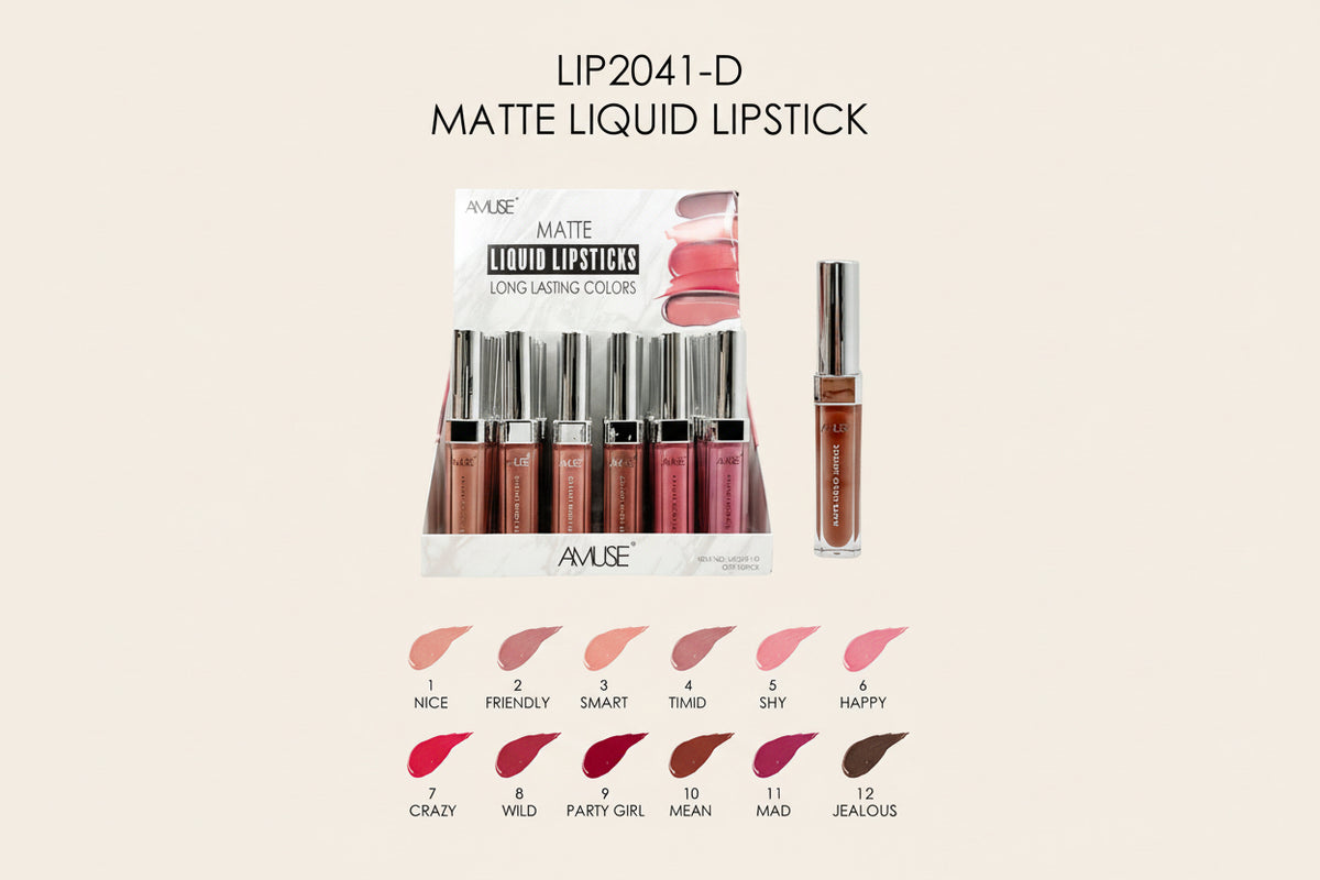 AMUSE - ROUGE À LÈVRES LIQUIDE MAT COULEUR LONGUE DURÉE - PRÉSENTOIR 36 PC