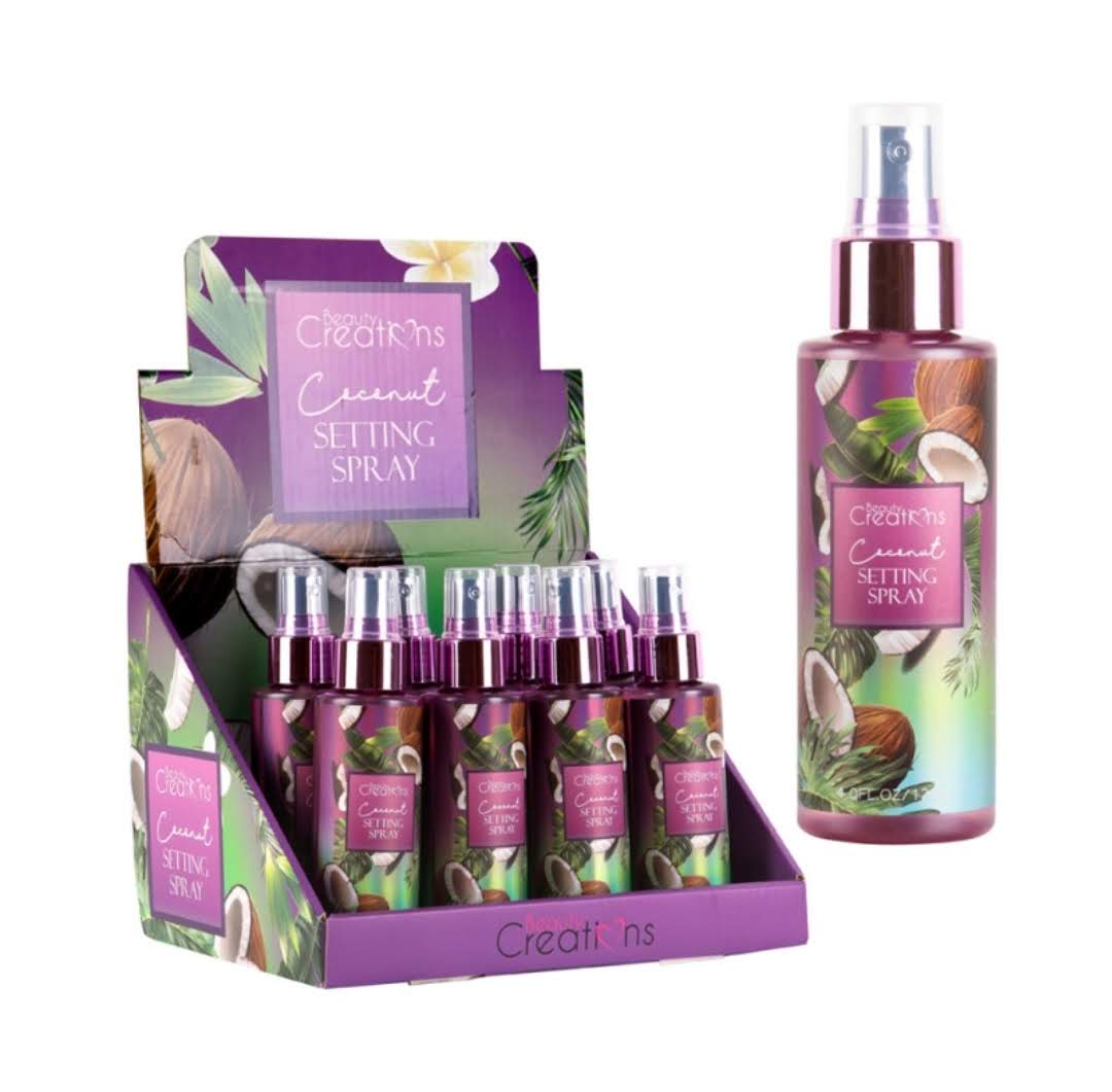 BEAUTY CREATIONS - SPRAY FIJADOR DE COCO - DISPLAY 12 UDS