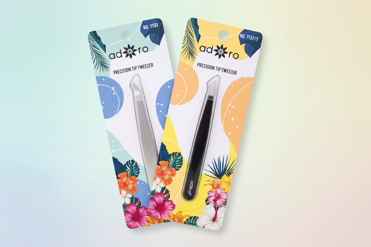 ADORO- PRECISION TIP TWEEZER- 12PCS MIX
