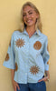 Continue Skjorte - Emilia - Blue w. Brown Emb
