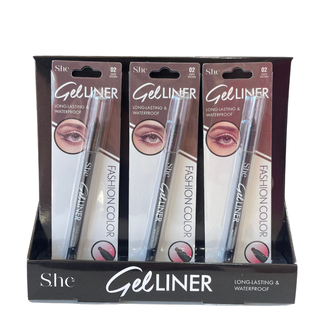 SH.E MAKEUP - DELINEADOR EN GEL - LARGA DURACIÓN - DISPLAY 24PC