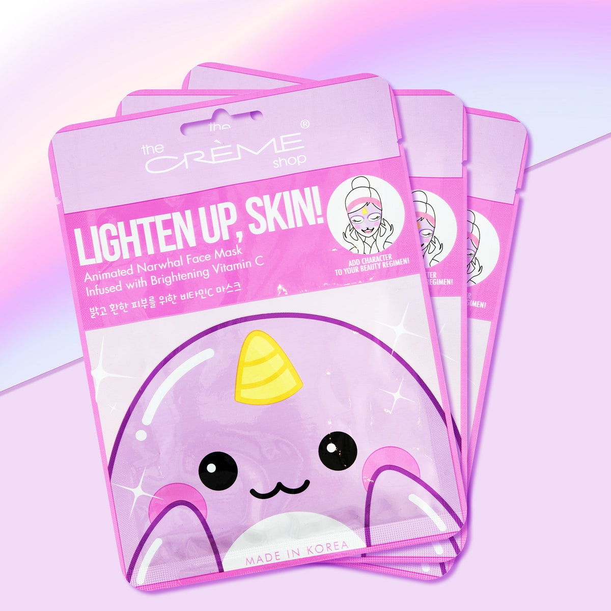 THE CREME SHOP - LIGHTEN UP, SKIN! ANIMATED NARWHAL FACE MASK (6 PCS)