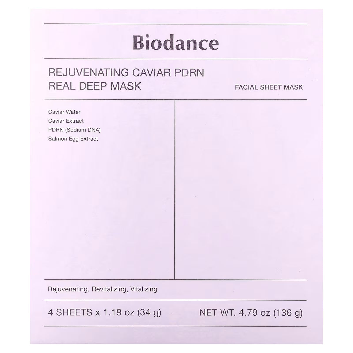 BIODANCE - REJUVENATING CAVIAR PDRN REAL DEEP MASK - 4 SHEET MASK ( 1 BOX )