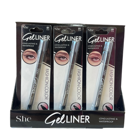 SH.E MAKEUP - DELINEADOR EN GEL - LARGA DURACIÓN - DISPLAY 24PC