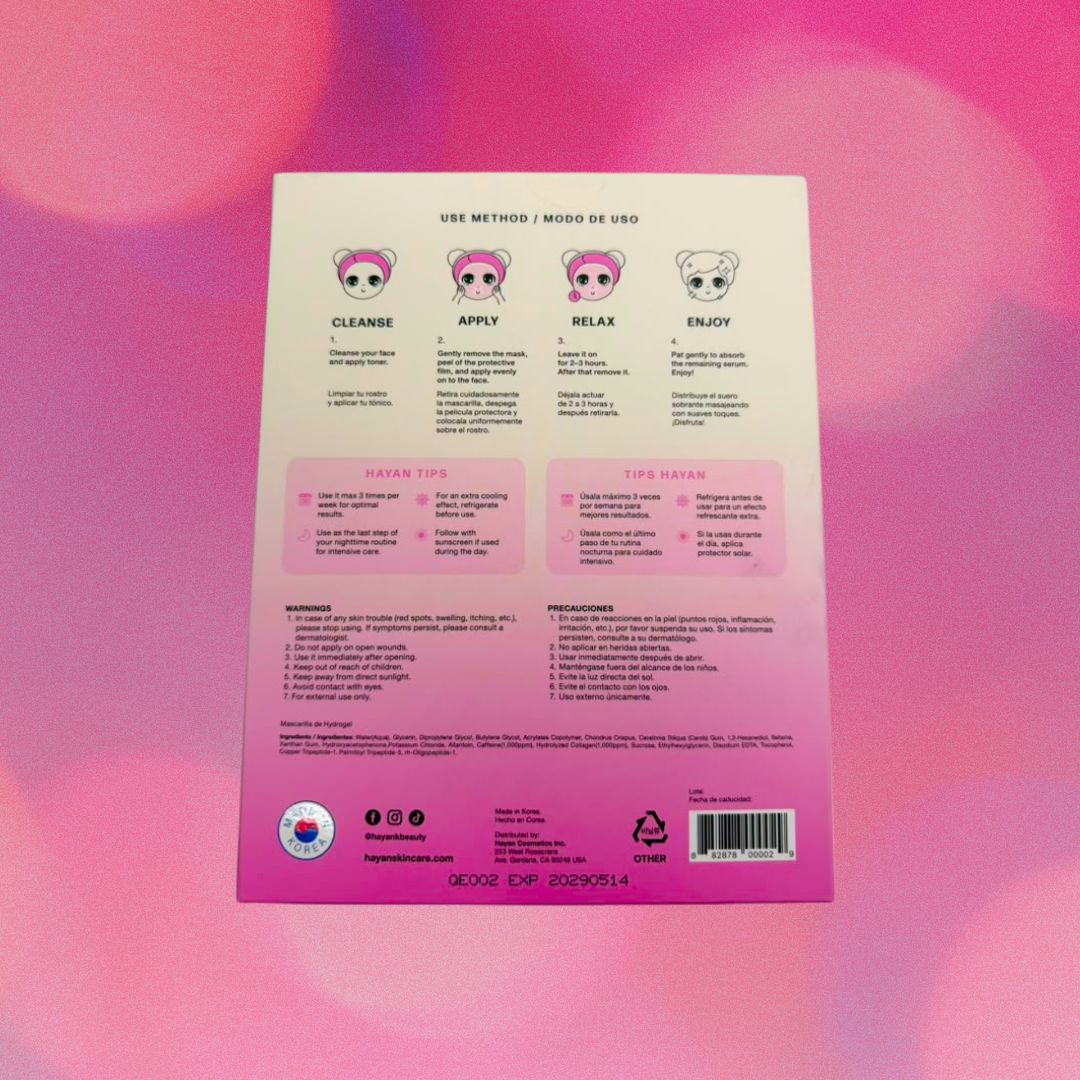 HAYAN K-BEAUTY - HYDROGEL FACE MASK - 1BOX/PC (4PCS)