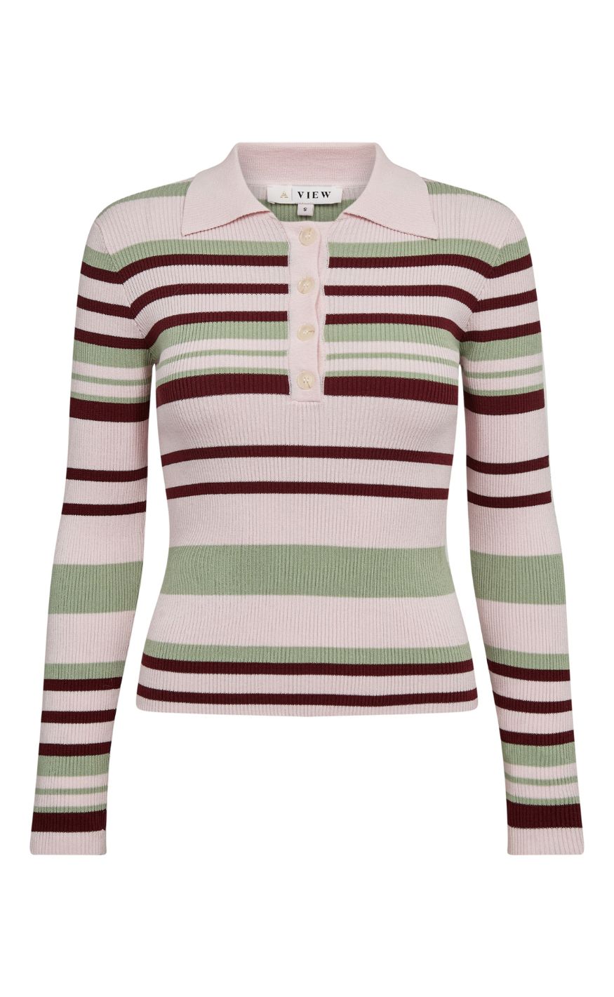 A-View Bluse - Fabi Polo - Rose/Burgundy/Green