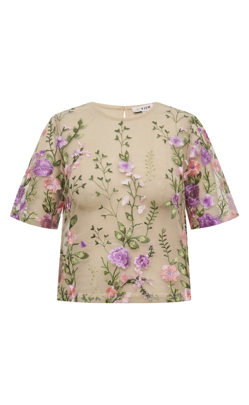 A-View Bluse - Fuschia - Green/Purple
