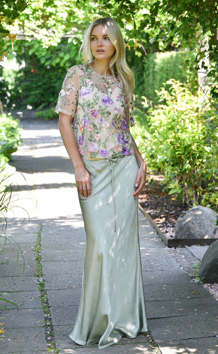 A-View Bluse - Fuschia - Green/Purple