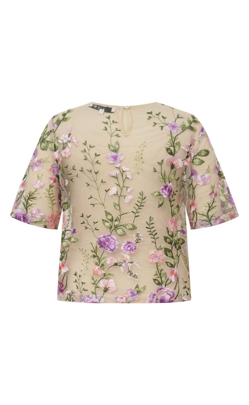 A-View Bluse - Fuschia - Green/Purple