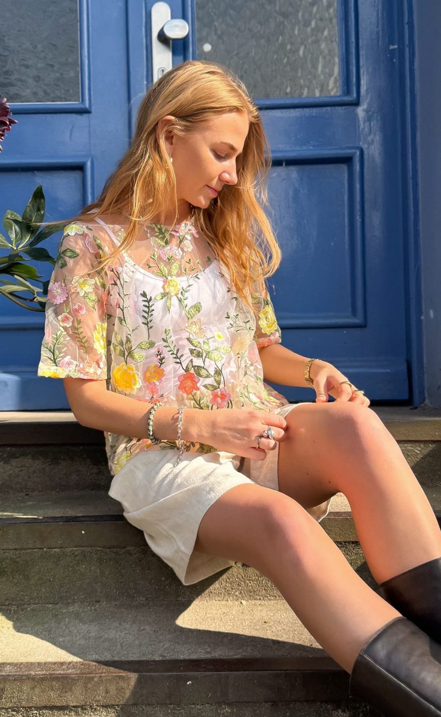 A-View Bluse - Fuschia - Sand/Yellow