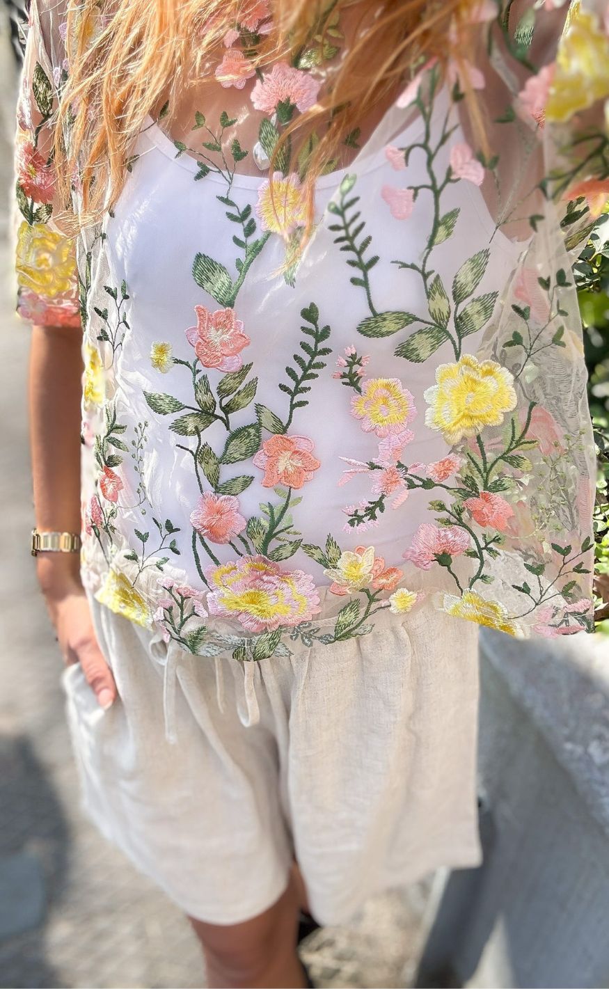 A-View Bluse - Fuschia - Sand/Yellow