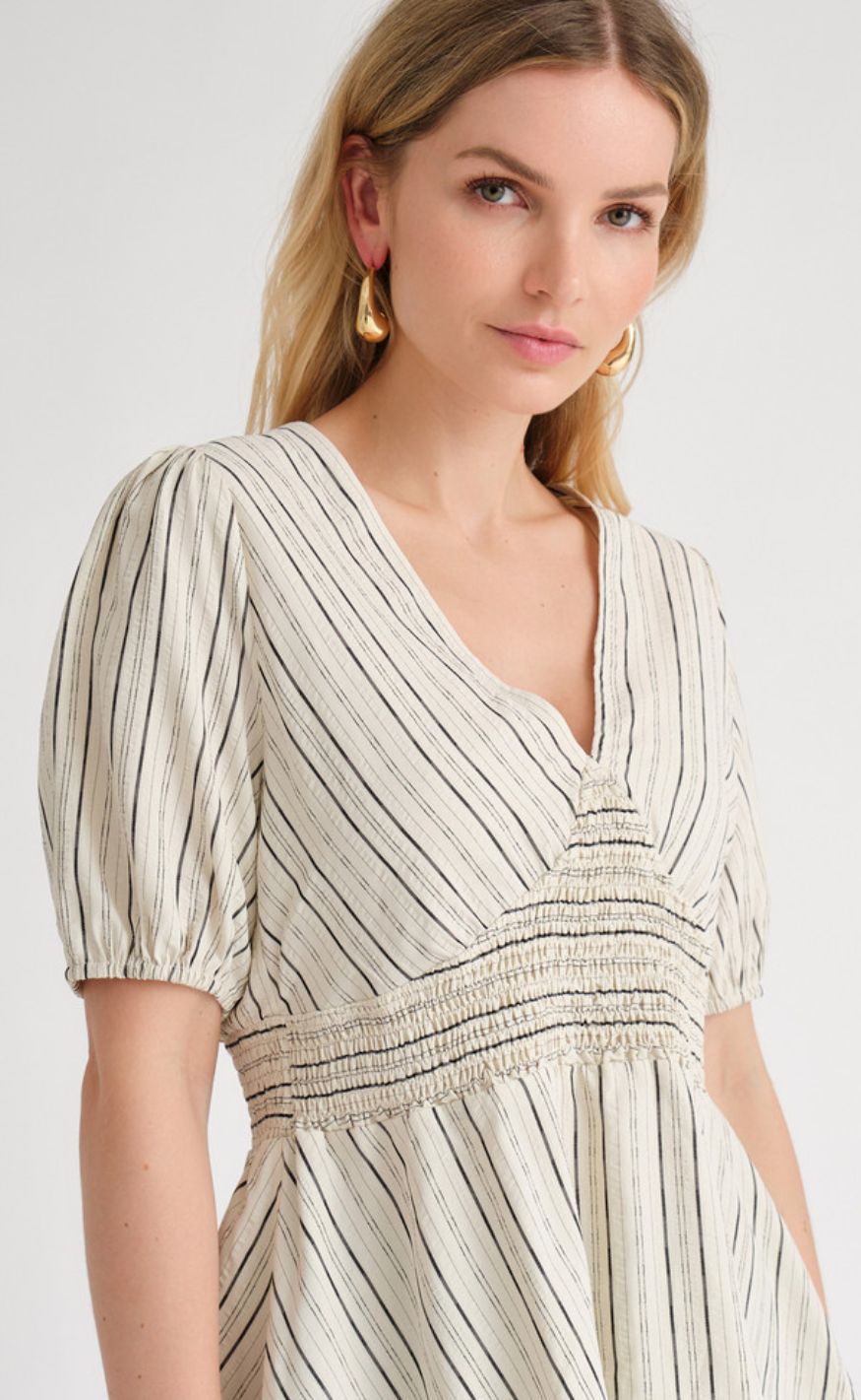 A-View Bluse - Lassie - Off White/Black Stripe