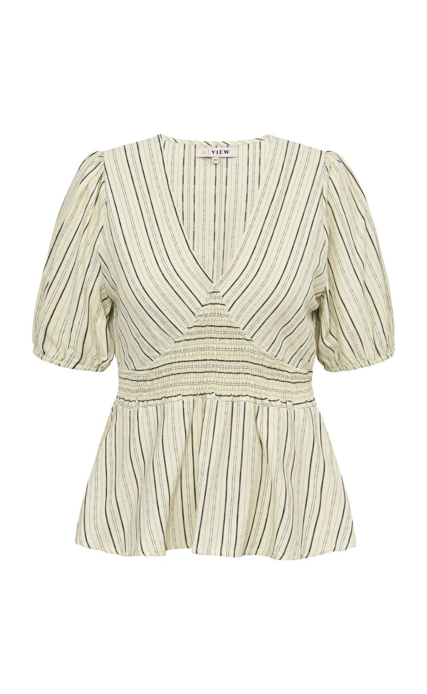A-View Bluse - Lassie - Off White/Black Stripe