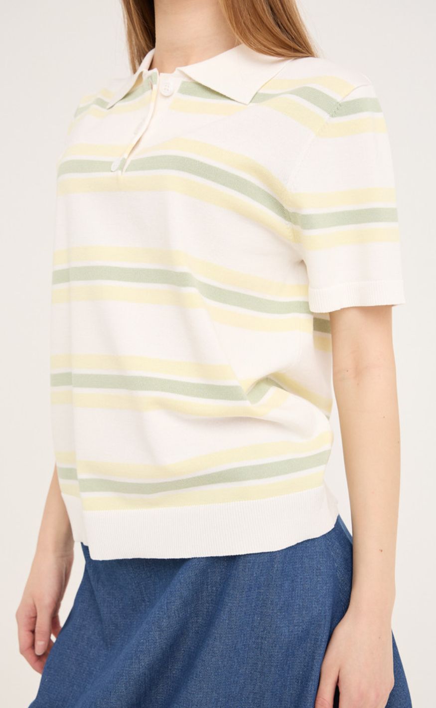 A-View Bluse - Polo Stripe - White/Yello