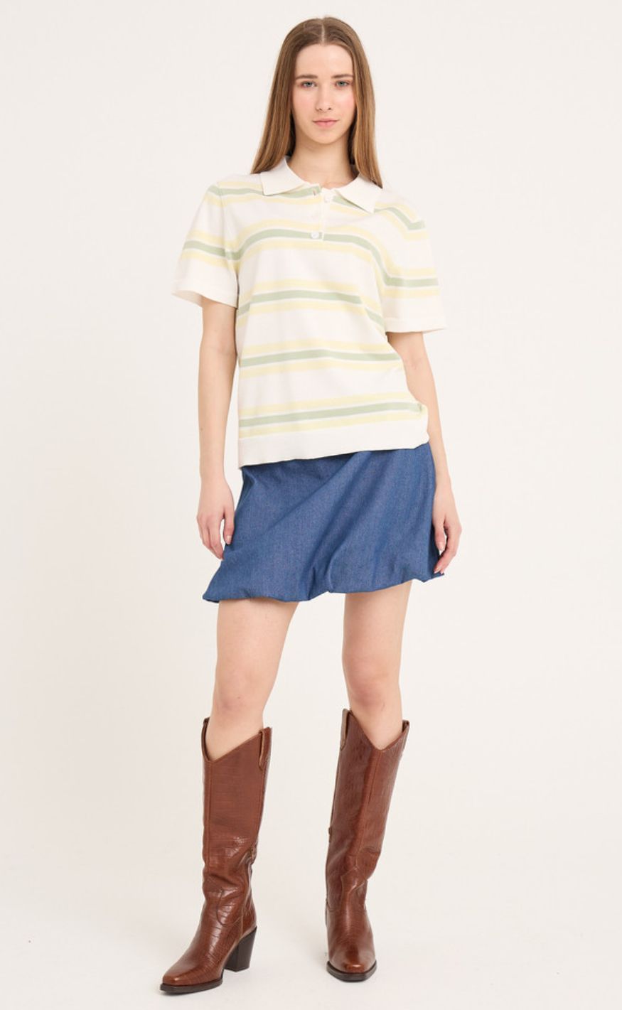A-View Bluse - Polo Stripe - White/Yello