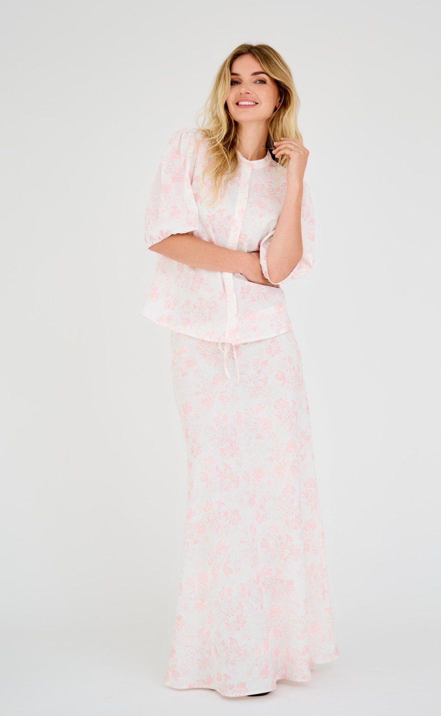 A-View Nederdel - Lin Maxi - Sand/Pale Pink