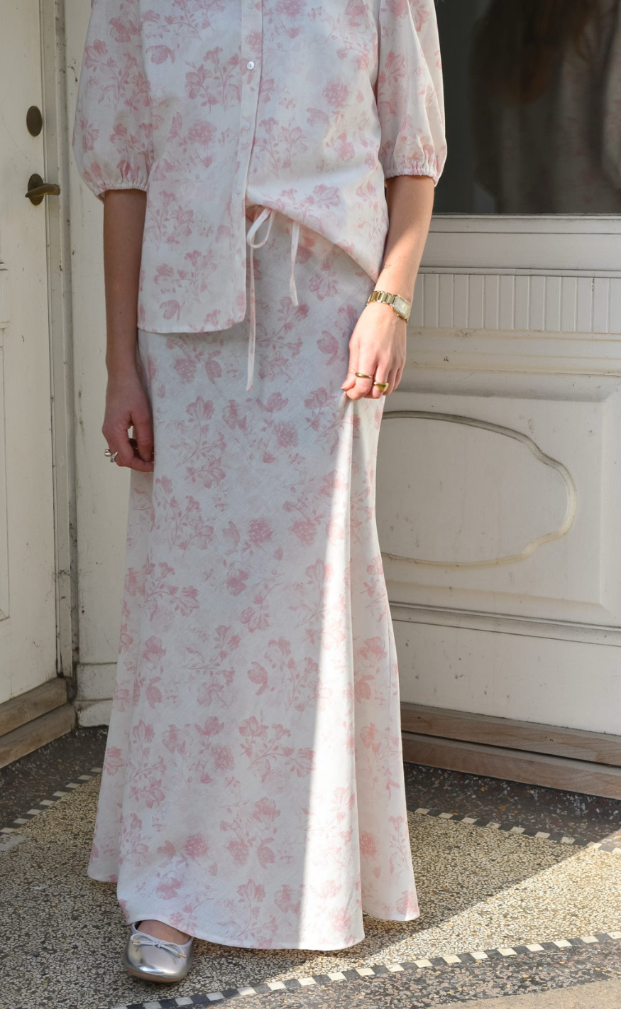 A-View Nederdel - Lin Maxi - Sand/Pale Pink