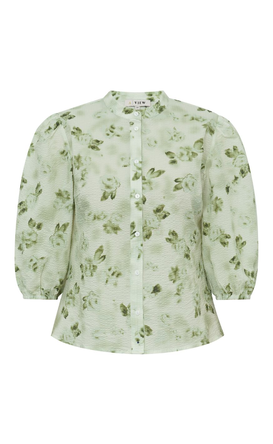 A-View Skjorte - Kate - Forest Green/White