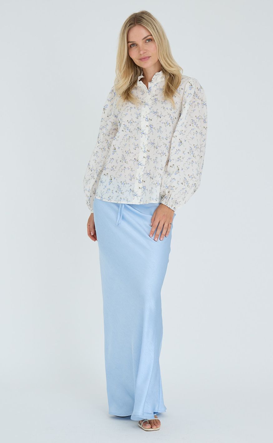 A-View Skjorte - Tiffany - Off White/Blue