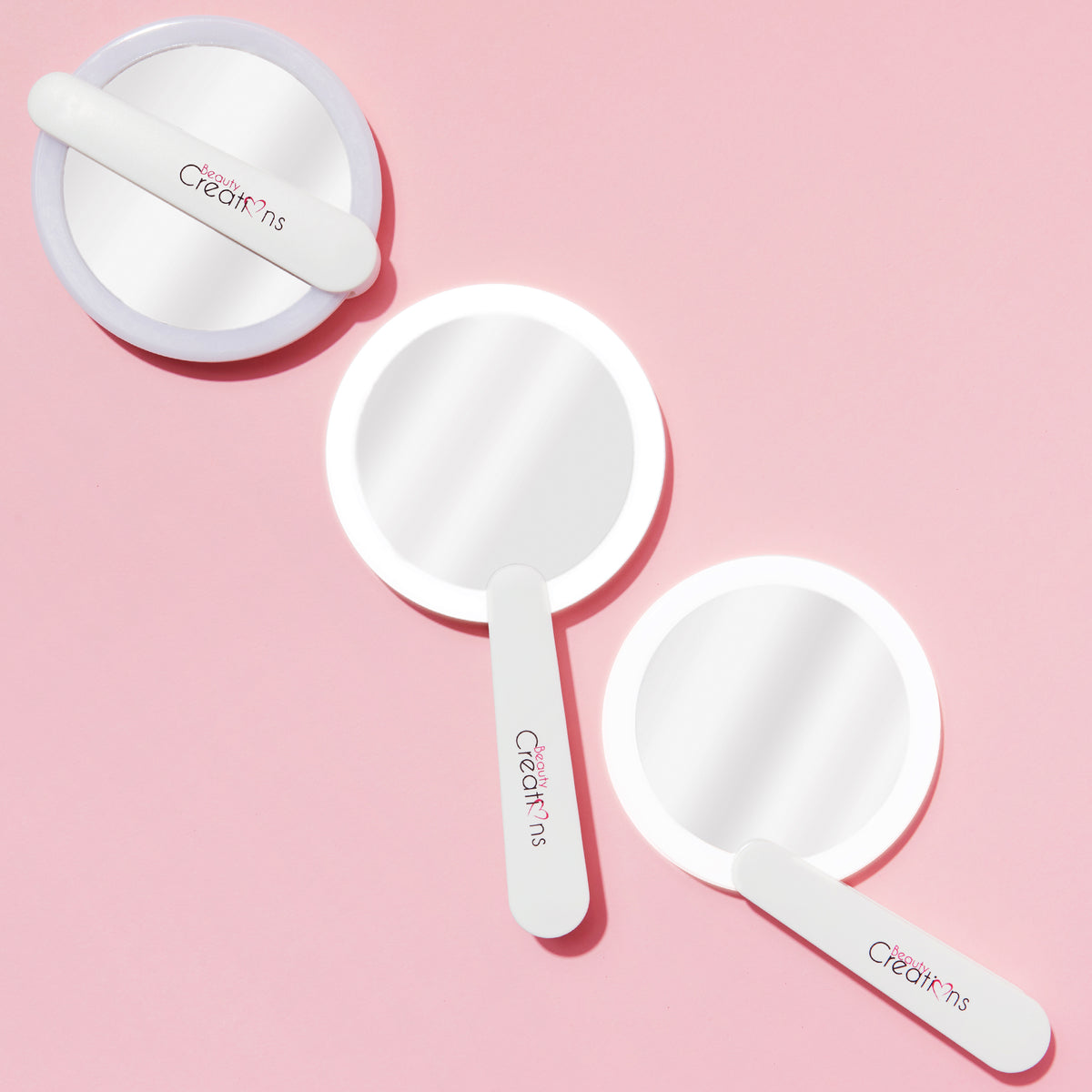 BEAUTY CREATIONS  - ESPEJO DE MAQUILLAJE DE MANO LED - 3PCS