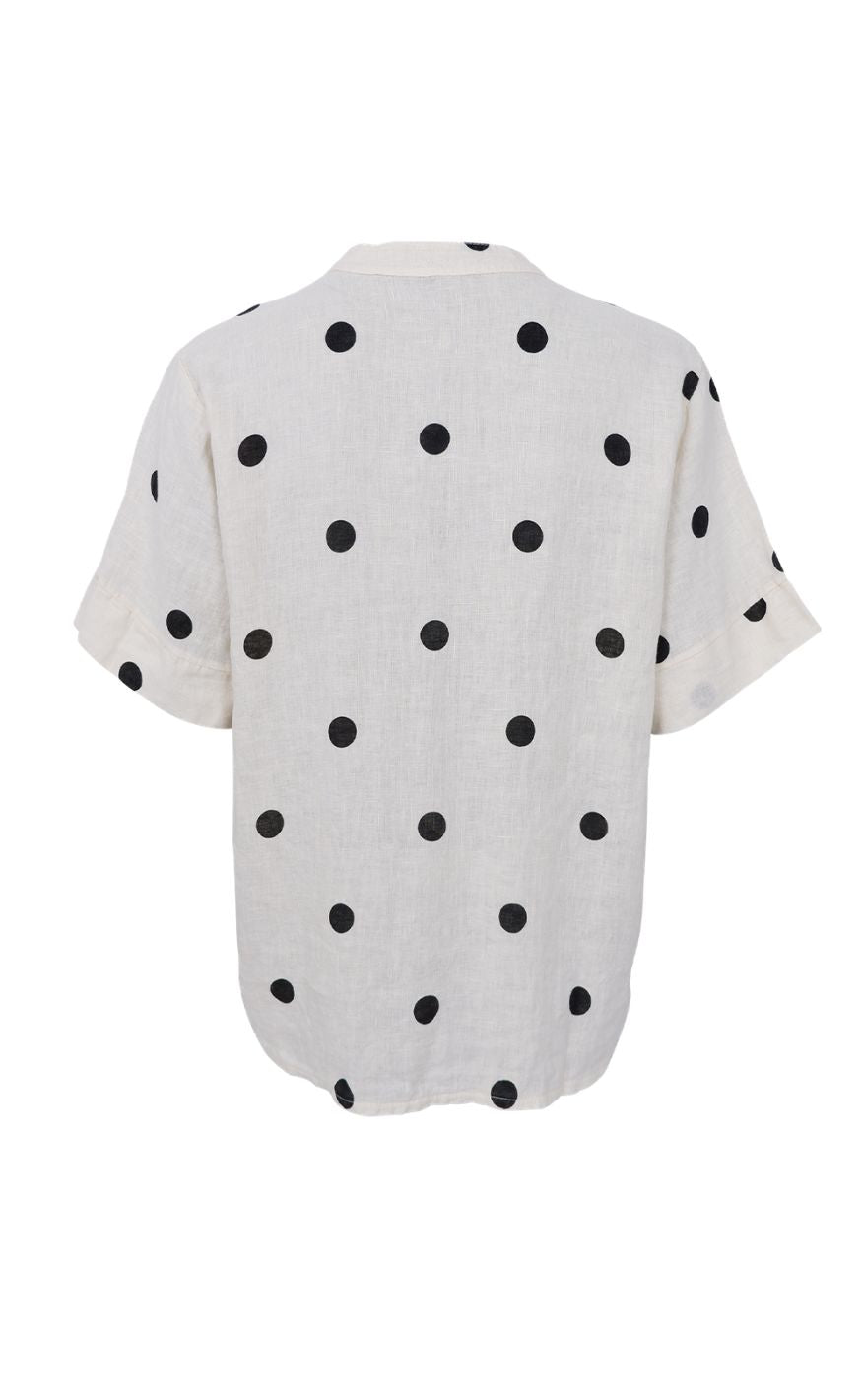 Black Colour Bluse - Melina SS Linen - Dot