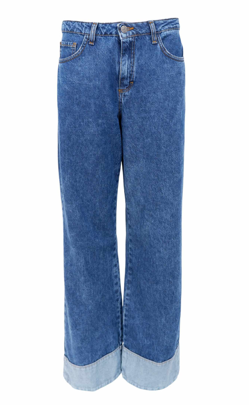 Black Colour Bukser - Izzy Panel - Mid Blue