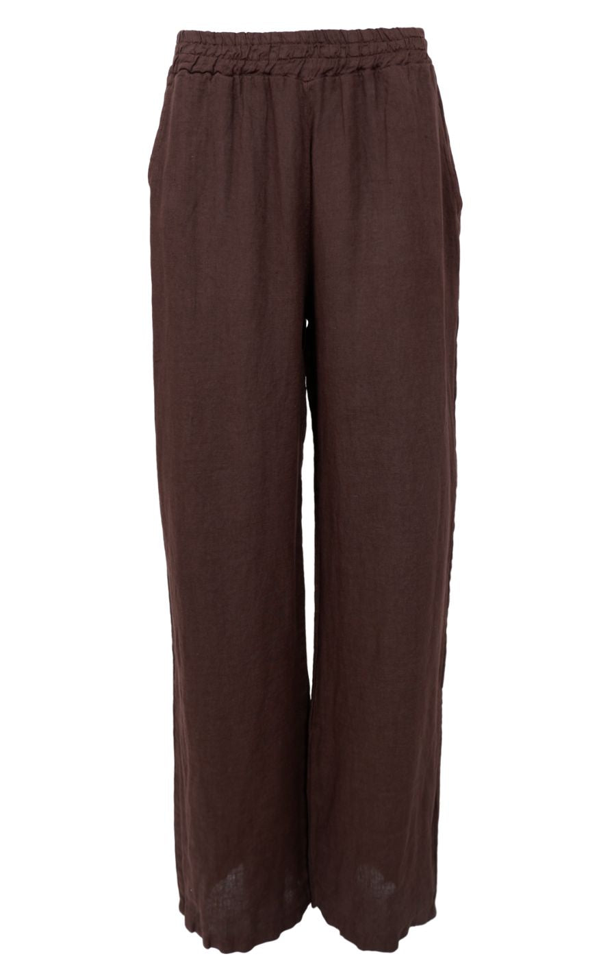 Black Colour Bukser - Melina Wide Linen - Coffee