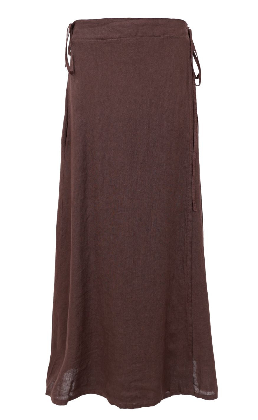 Black Colour Nederdel - Melina Linen - Coffee
