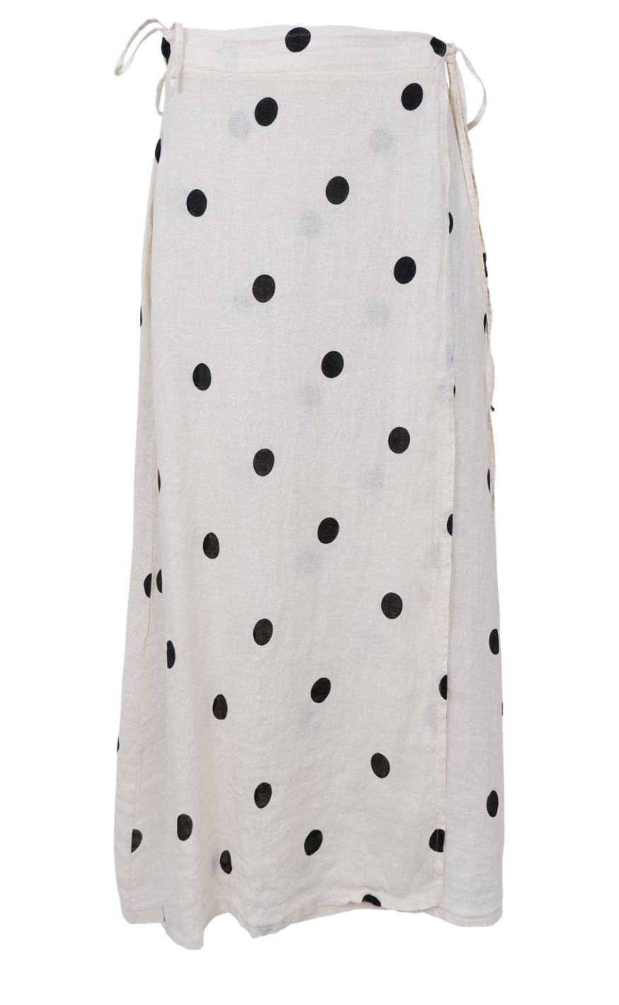 Black Colour Nederdel - Melina Linen - Dot