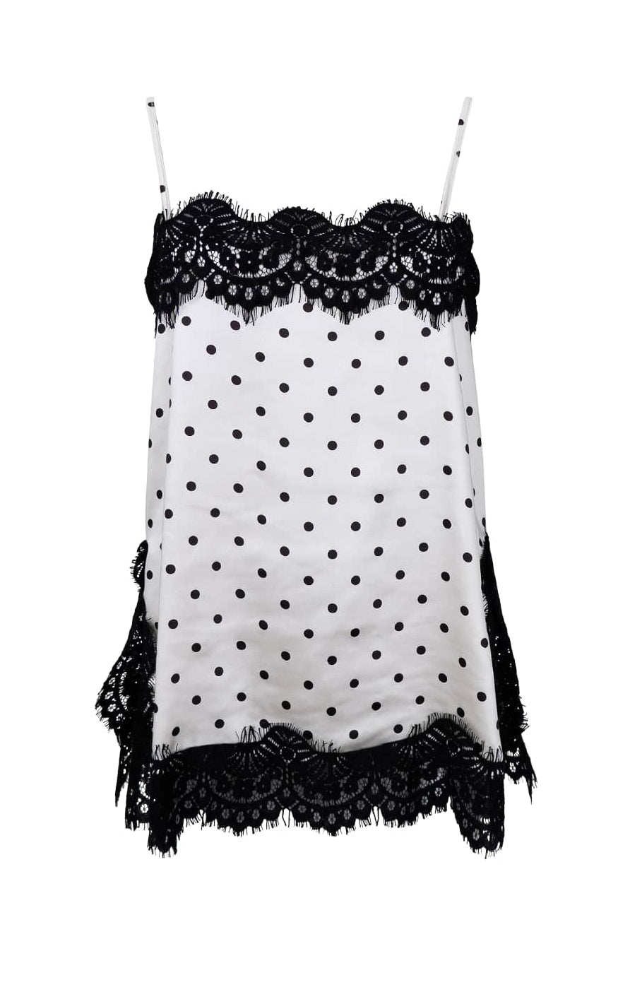 Black Colour Top - Evie Lace - White Dot