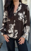 Say INA Copenhagen Bluse - Catja - Dark Brown W. Big Flowers
