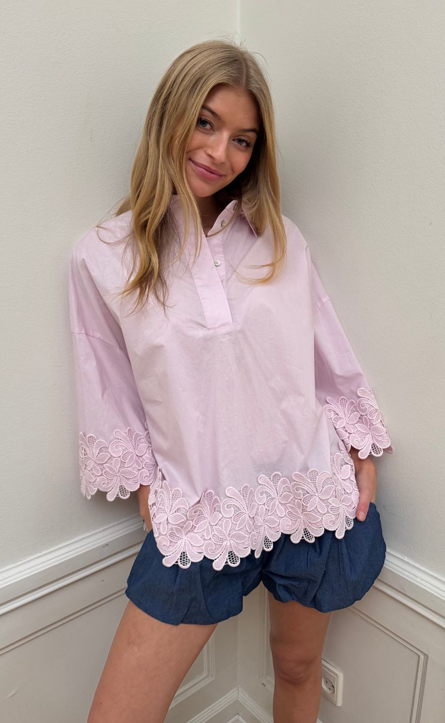 Continue Bluse - Klara Embrodery - Rose
