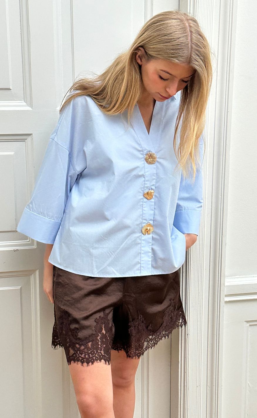 Continue Skjorte - Augusta Big Buttons - Light Blue