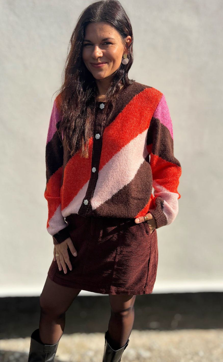 Culture Cardigan - Diga Kimmy - Brown/Pink Mix